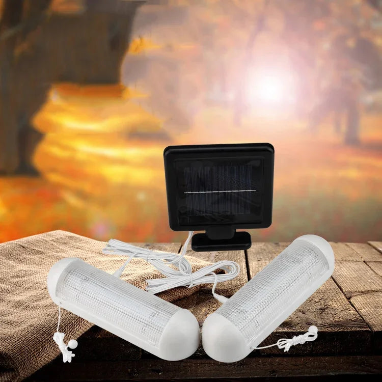 Luz de Abrigo LED Solar de Parede com Dupla Lâmpada, IP44 Impermeável, Lâmpada Exterior com Puxador