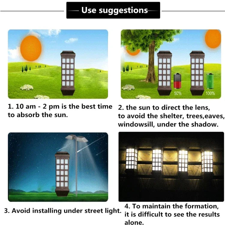 Lâmpada de parede solar exterior prolongada IP65 impermeável para pátio, jardim, vila, parede, cerca, luz de escada, luz branca, branco quente
