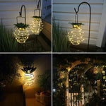 30 LEDs Lâmpada Solar de Fio Abacaxi de Ferro para Exterior Lustre Telescópico Luz Moderna para Alpendre, 30 LEDs