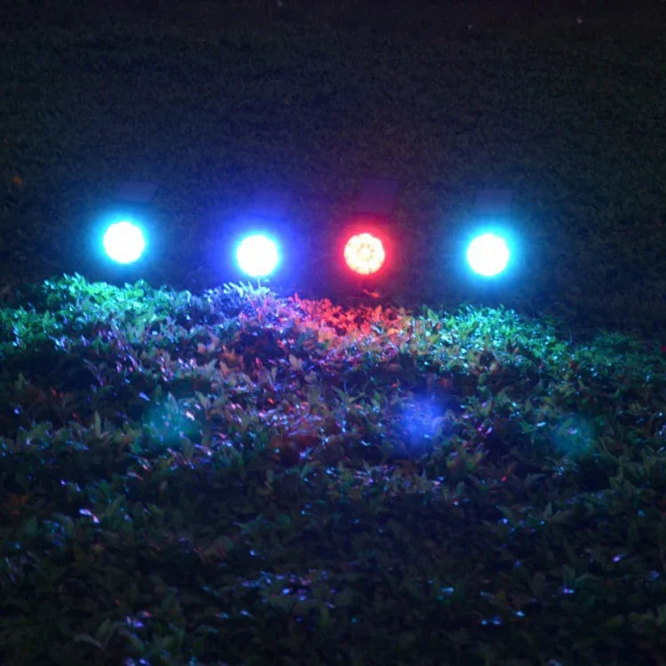 9 LEDs Solar Power Garden Lights LED Outdoor Garden Adjustable IP65 Waterproof Light, Colorful Changing, Warm White + White Light