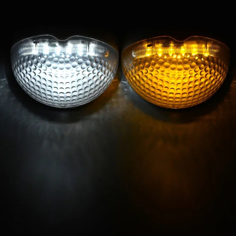 Luz solar semicircular IP55 impermeável com controlo, luz de cerca, lâmpada de jardim, branco quente, luz branca