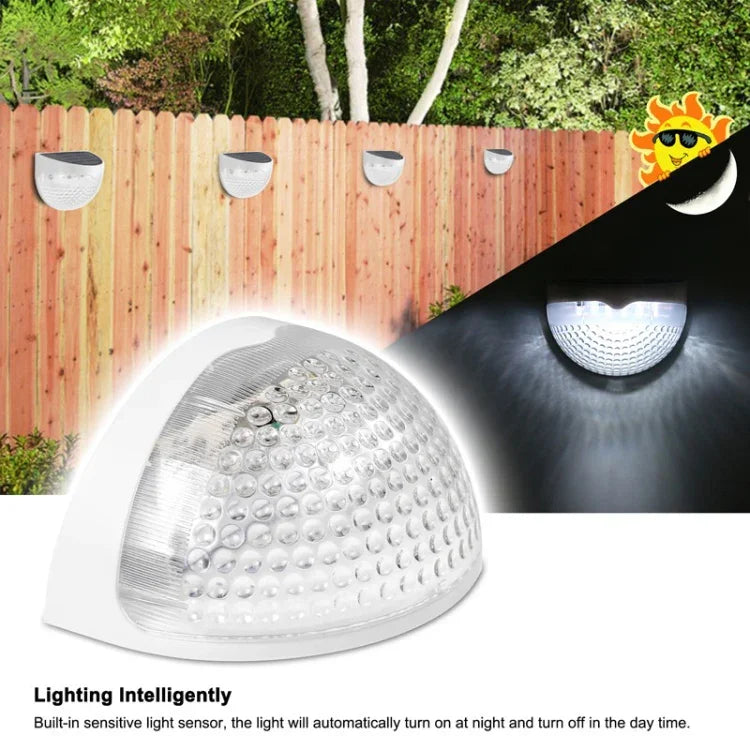 Luz solar semicircular IP55 impermeável com controlo, luz de cerca, lâmpada de jardim, branco quente, luz branca