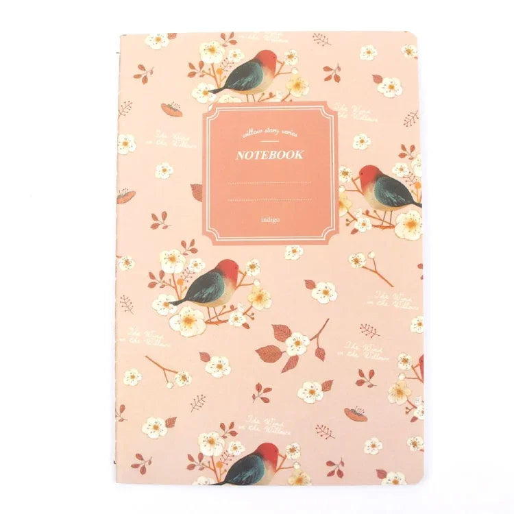Caderno Kawaii G12G108 com Flores, Pássaros e Animais Naturais, Diário de Pintura, Livro de Registos para Escritório e Escola, Cor Aleatória, G12G108