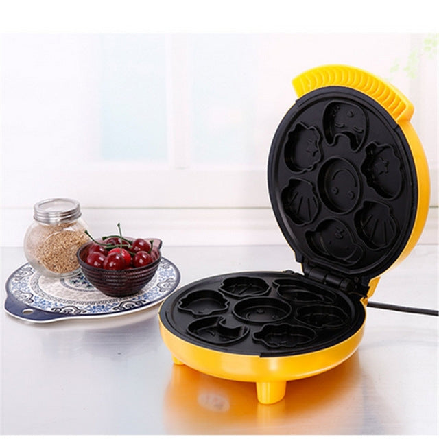 Máquina de Bolo Doméstica Mini Máquina de Pão para Crianças com Aquecimento Duplo, Máquina de Cozedura de Dupla Face, Ficha UK