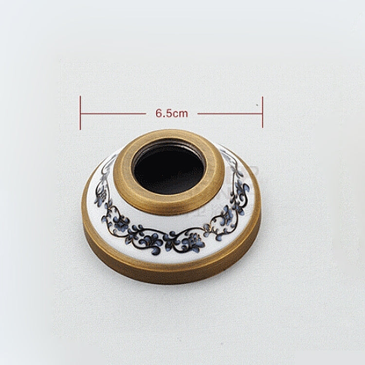 Torneira de banheira de parede em latão antigo com duplo manípulo cerâmico, chuveiro de mão estilo telefone azul e branco, chuveiro de telefone + suporte fixo, chuveiro de telefone + suporte fixo azul e branco
