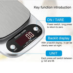 Balança Electrónica LCD de Cozinha em Aço Inoxidável, 10kg / 1g