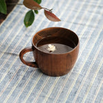 Mini Copo Retro Artesanal de Madeira para Café, Chá, Sumo, Água, Pequeno-almoço, Cerveja, Leite com Alça, Copo para Leite com Alça