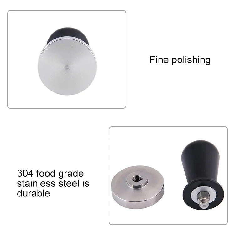 Martelo para pó de café em aço inoxidável com pressão constante de alumina, 58mm preto