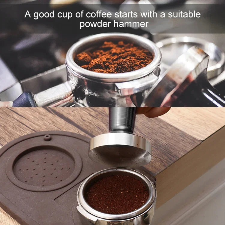 Martelo para pó de café em aço inoxidável com pressão constante de alumina, 58mm preto