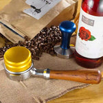 Suporte para filtro de máquina de café em aço inoxidável com pega de madeira, filtro para máquina de café