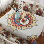 Toalha de Mesa em Linho com Padrão Retro para Jantar e Decoração de Casa, Capa de Mesa à Prova de Pó, 85x85cm, 110x110cm, 110x160cm, 130x180cm