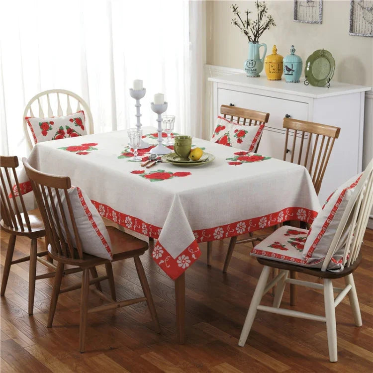 Toalha de Mesa em Linho com Padrão Retro para Jantar e Decoração de Casa, Capa de Mesa à Prova de Pó, 140x140cm, 140x200cm