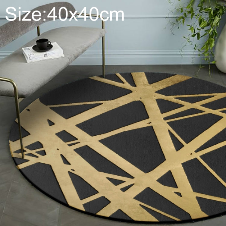 Tapetes Redondos de Luxo 3D com Padrão Estilo Nórdico, Preto e Dourado, Diâmetro: 40cm, 60cm, 80cm, 100cm, 120cm, 140cm, 15...
