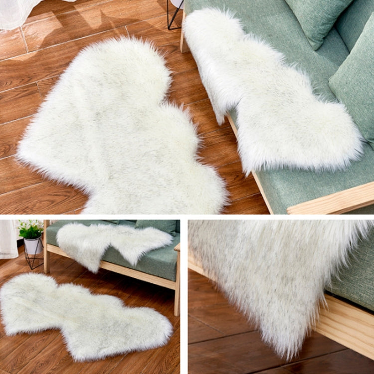 Creative Double Heart Imitation Wool Carpet Sofa Cushion Mat Plush Bedroom Living Room Floor Rugs, 90x180cm