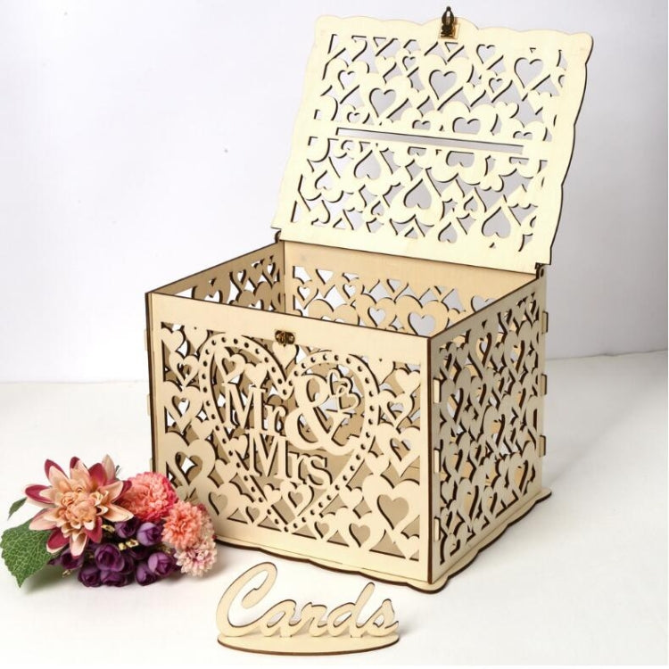 Caixa de Cartão de Casamento Bonita em Madeira DIY, Pequena, Grande
