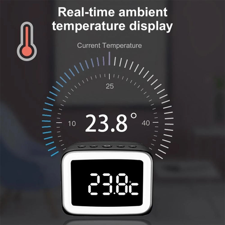 Coluna Bluetooth Mini BT-511 com Espelho LED HD, Suporta Cartão TF 32GB & AUX 3.5mm & Alarme Duplo & Temperatura em Tempo Real & Chamadas Mãos Livres, Branco, Rosa, Preto, Vermelho