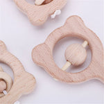 Quebra-cabeças para Bebé, Brinquedo Educativo Precoce, Chocalho de Madeira, Urso com Sino, Urso com Conta Grande, Urso com Conta Pequena, Urso com Conta Única, Coruja com Sino