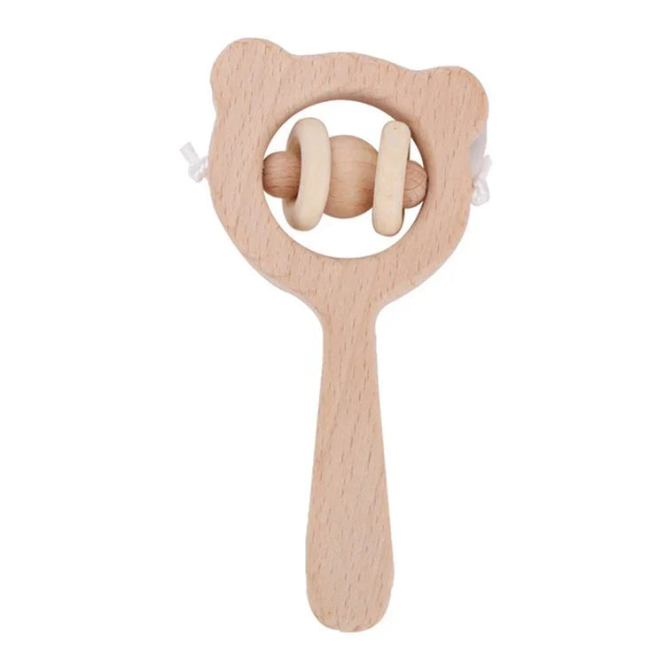 Quebra-cabeças para Bebé, Brinquedo Educativo Precoce, Chocalho de Madeira, Urso com Sino, Urso com Conta Grande, Urso com Conta Pequena, Urso com Conta Única, Coruja com Sino