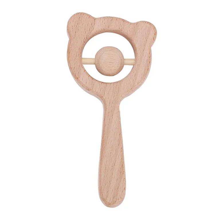 Quebra-cabeças para Bebé, Brinquedo Educativo Precoce, Chocalho de Madeira, Urso com Sino, Urso com Conta Grande, Urso com Conta Pequena, Urso com Conta Única, Coruja com Sino