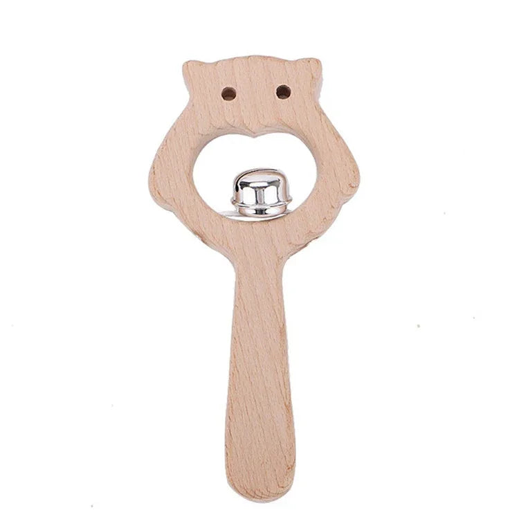 Quebra-cabeças para Bebé, Brinquedo Educativo Precoce, Chocalho de Madeira, Urso com Sino, Urso com Conta Grande, Urso com Conta Pequena, Urso com Conta Única, Coruja com Sino