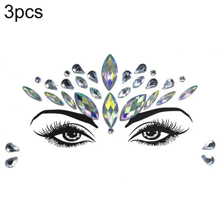 3 PCS Autocolantes de Maquilhagem de Máscara Verde para Testa em Acrílico, YT-46, YT-47, YT-48, YT-49, YT-50, YT-51, YT-52, YT-53-01, YT-53-02, YT-54, YT-55, YT-56, YT-57, YT-59, YT-60, YT-61, YT-65, YT-66, YT-67, YT-68, YT-69