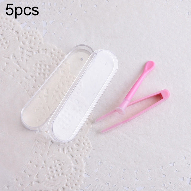 Conjunto de 5 Peças de Pinça e Palito Especial para Lentes de Contacto Portátil, Kit de Viagem