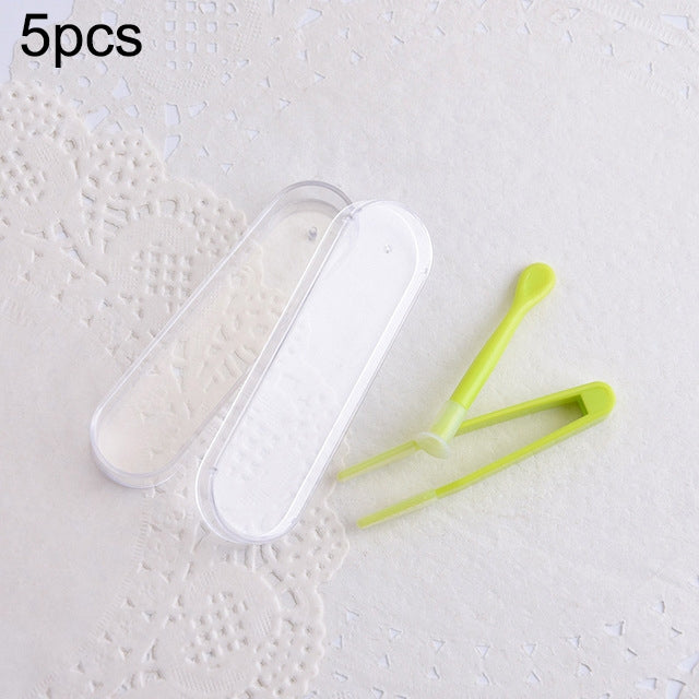 Conjunto de 5 Peças de Pinça e Palito Especial para Lentes de Contacto Portátil, Kit de Viagem