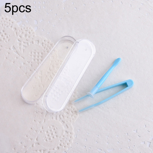 Conjunto de 5 Peças de Pinça e Palito Especial para Lentes de Contacto Portátil, Kit de Viagem