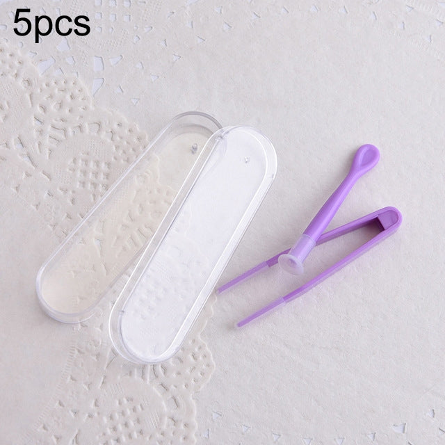 Conjunto de 5 Peças de Pinça e Palito Especial para Lentes de Contacto Portátil, Kit de Viagem