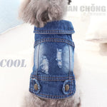 Colete Pequeno Retro em Ganga Roupa para Cão Roupa para Animais Casaco, L, XL, XS, M