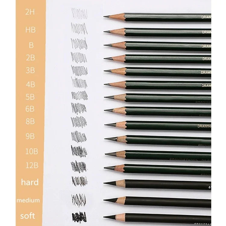 Conjunto de Lápis para Desenho 27 em 1, Ferramentas de Pintura, Material Artístico para Estudantes, 27 em 1