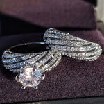 Anel de casamento vintage com diamante para mulher, tamanhos 8, 9, 10