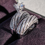 Anel de casamento vintage com diamante para mulher, tamanhos 8, 9, 10