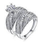 Anel de casamento vintage com diamante para mulher, tamanhos 8, 9, 10