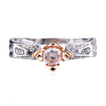 Anel de casamento com flor de rosa e diamante para mulher, tamanhos 5, 8, 10