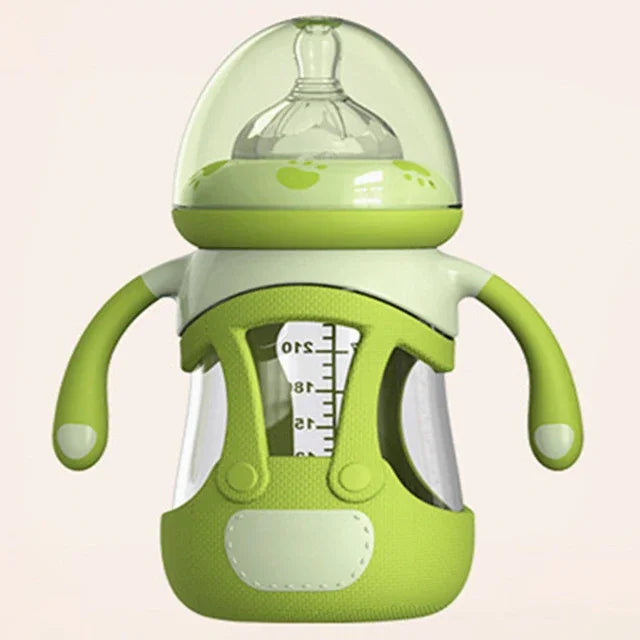 Biberão para Bebé em Vidro de Borosilicato Alto com Capa de Silicone, 240ml