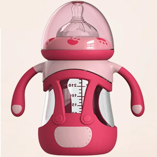 Biberão para Bebé em Vidro de Borosilicato Alto com Capa de Silicone, 240ml