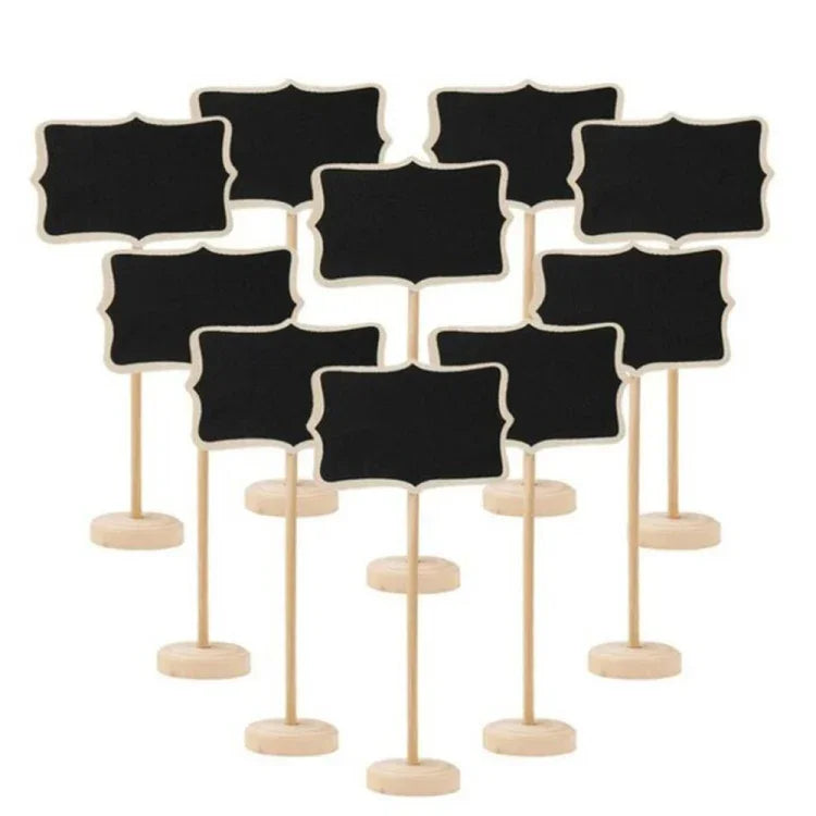 10 Unidades Mini Quadro Negro de Madeira para Mensagens, Quadro de Avisos para Mesa, Decoração de Casamento e Festa, Quadro Negro de Madeira 1