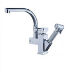 Torneira Misturadora de Cozinha com Alavanca Única, Duas Saídas Giratórias, Água Quente e Fria, Torneira com Spray de Enxaguamento Retrátil, Baixa