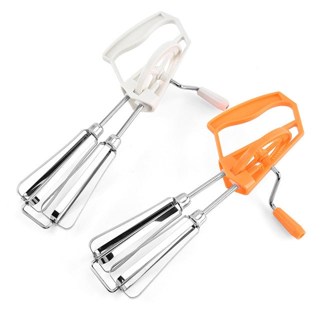 Batedor Manual de Dupla Rotação em Aço Inoxidável para Cozinha, Misturador de Ovos, Entrega em Cor Aleatória