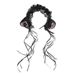 Faixa de Cabelo com Orelhas de Gato de Renda Adorável Acessório de Cabelo Feminino