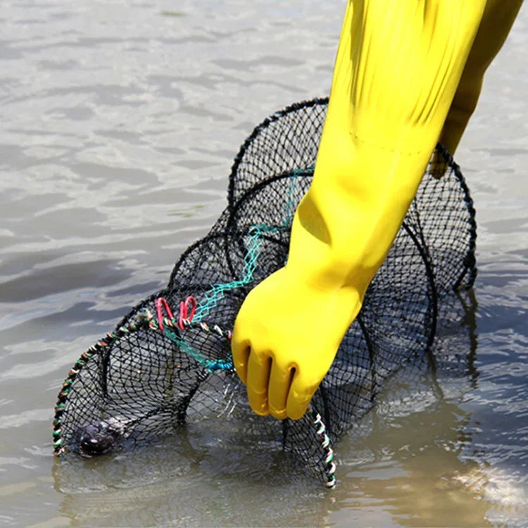 Rede de Pesca com Gaiola de Mola Rede Automática Dobrável para Camarão Gaiola Redonda de Mola, Malha Especial Grande, Malha Encriptada Grande
