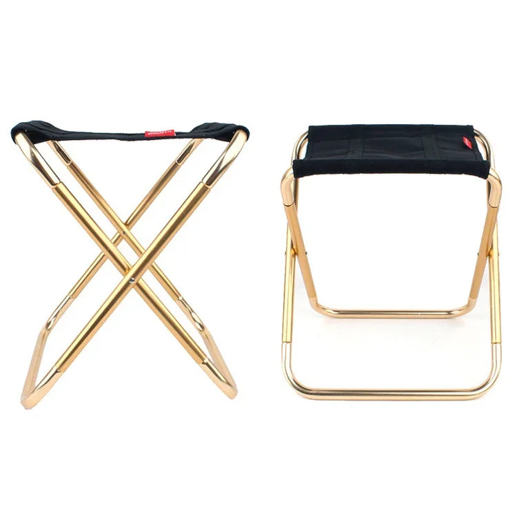 Banco Dobrável Portátil CLS Grande em Liga de Alumínio 7075 para Exterior, Cadeira Dobrável para BBQ e Pesca, Tamanho: 30x25x31cm, CLS Grande 7075 (Preto)