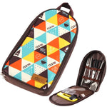 Conjunto de Utensílios de Cozinha 7 em 1 CLS 201 em Aço Inoxidável para Exterior, Conjunto de Cozinha para Piquenique, Mala Portátil para Piquenique, 7 em 1 Café, 7 em 1 Padrão Triangular
