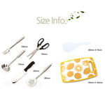 Conjunto de Utensílios de Cozinha 7 em 1 CLS 201 em Aço Inoxidável para Exterior, Conjunto de Cozinha para Piquenique, Mala Portátil para Piquenique, 7 em 1 Café, 7 em 1 Padrão Triangular