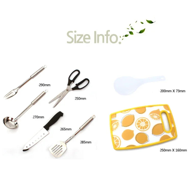 Conjunto de Utensílios de Cozinha 7 em 1 CLS 201 em Aço Inoxidável para Exterior, Conjunto de Cozinha para Piquenique, Mala Portátil para Piquenique, 7 em 1 Café, 7 em 1 Padrão Triangular