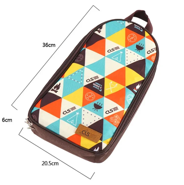 Conjunto de Utensílios de Cozinha 7 em 1 CLS 201 em Aço Inoxidável para Exterior, Conjunto de Cozinha para Piquenique, Mala Portátil para Piquenique, 7 em 1 Café, 7 em 1 Padrão Triangular
