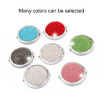 Espelho Pequeno Redondo Dobrável Dupla Face em Metal com Diamantes Mini Portátil, Branco, Vermelho, Rosa, Azul Céu, Verde, Cor Branco, Preto Brilhante