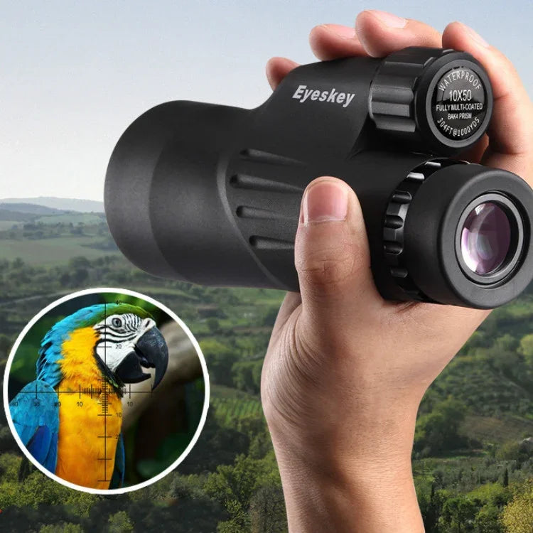 Monóculo Eyeskey 10X50 Telescópio de Grande Calibre Medível com Alta Ampliação HD para Visão Noturna em Baixa Luminosidade à Prova de Água, 10X50