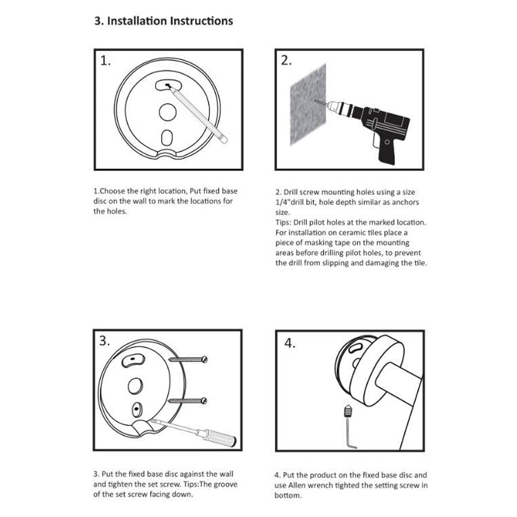 Dispenser Manual de Sabão Montado na Parede em Aço Inoxidável 304, Montagem Quadrada na Parede, Montagem Redonda na Parede, Quadrado para Mesa, Redondo para Mesa